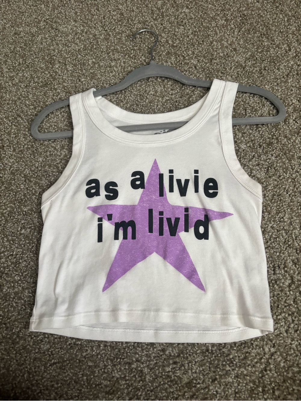 White "as a livie i'm livid" Olivia Rodrigo Crop Tank Size M